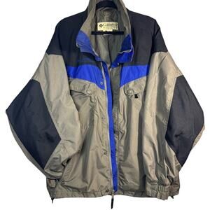 Thrashed XL Men Columbia Boulder Ridge Jacket 90s Gorpcore Tan Blue Black Y2K
